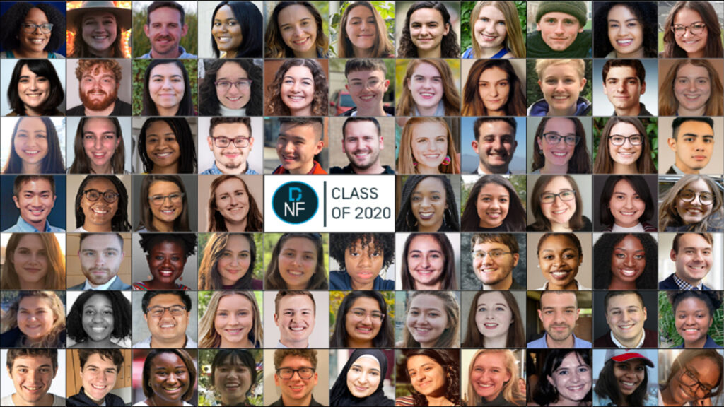 A grid of 88 headshots of the DukeEngage Class of 2020.